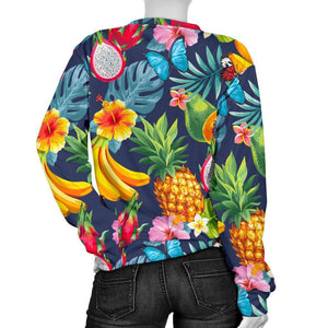 Aloha Tropical Fruits Pattern Print Women's Crewneck Sweatshirt GearFrost