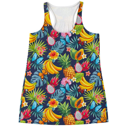 Aloha Tropical Fruits Pattern Print Women's Racerback Tank Top