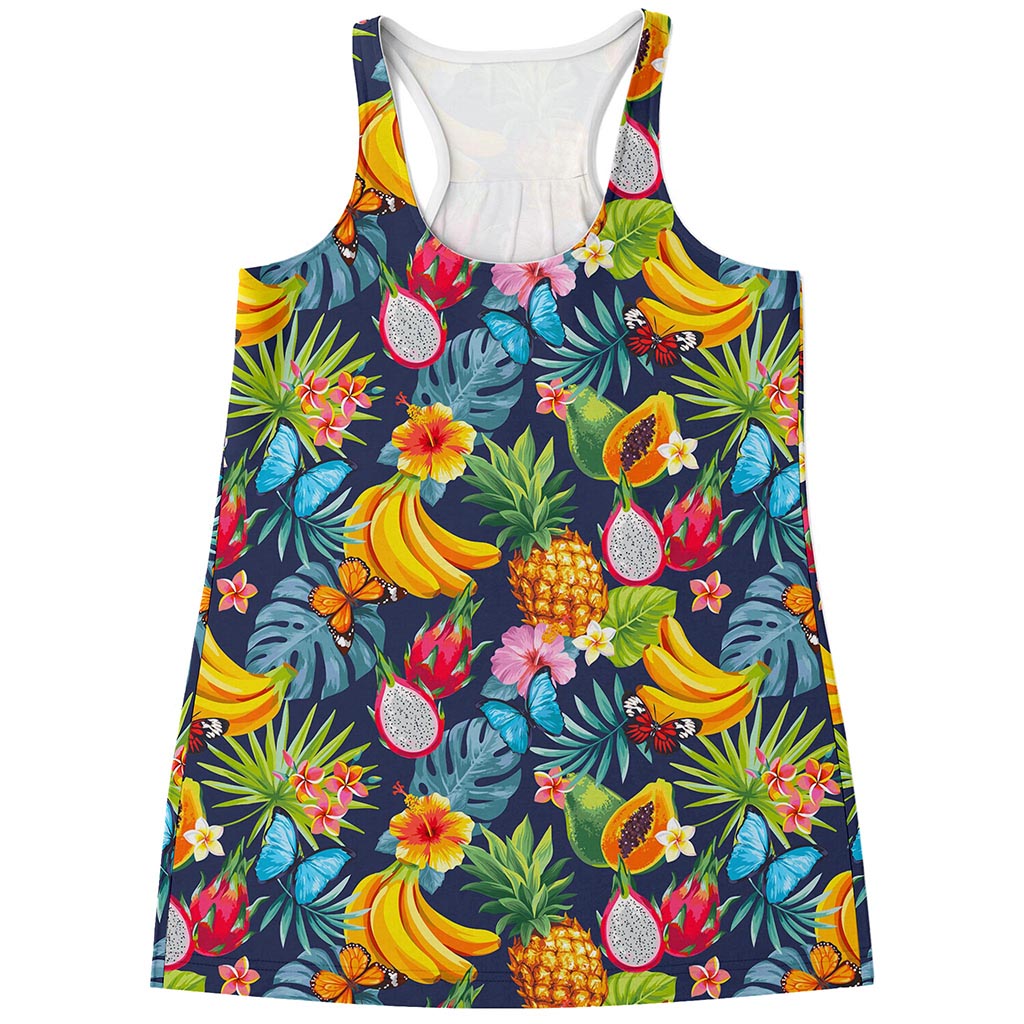 Aloha Tropical Fruits Pattern Print Women's Racerback Tank Top