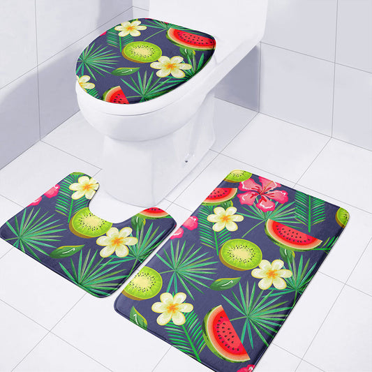 Aloha Tropical Watermelon Pattern Print 3 Piece Bath Mat Set