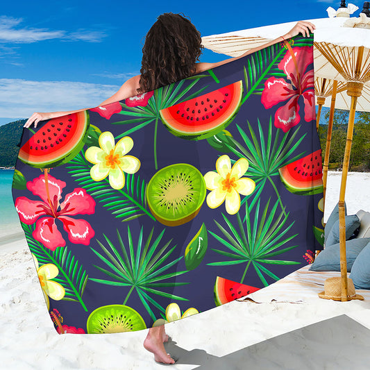 Aloha Tropical Watermelon Pattern Print Beach Sarong Wrap