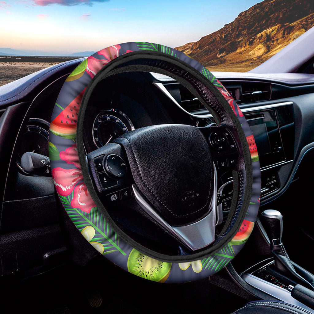 Aloha Tropical Watermelon Pattern Print Car Steering Wheel Cover