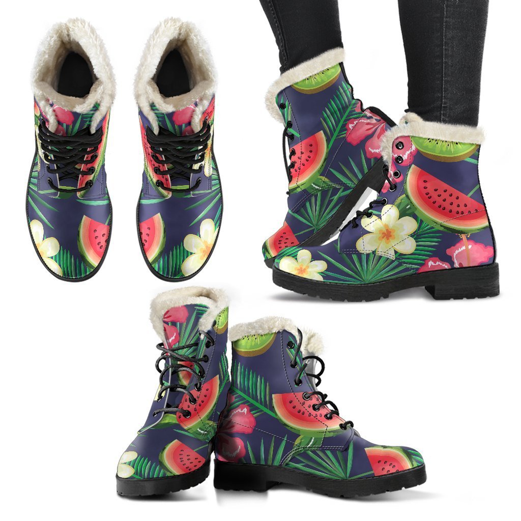 Aloha Tropical Watermelon Pattern Print Comfy Boots GearFrost