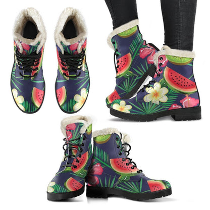 Aloha Tropical Watermelon Pattern Print Comfy Boots GearFrost