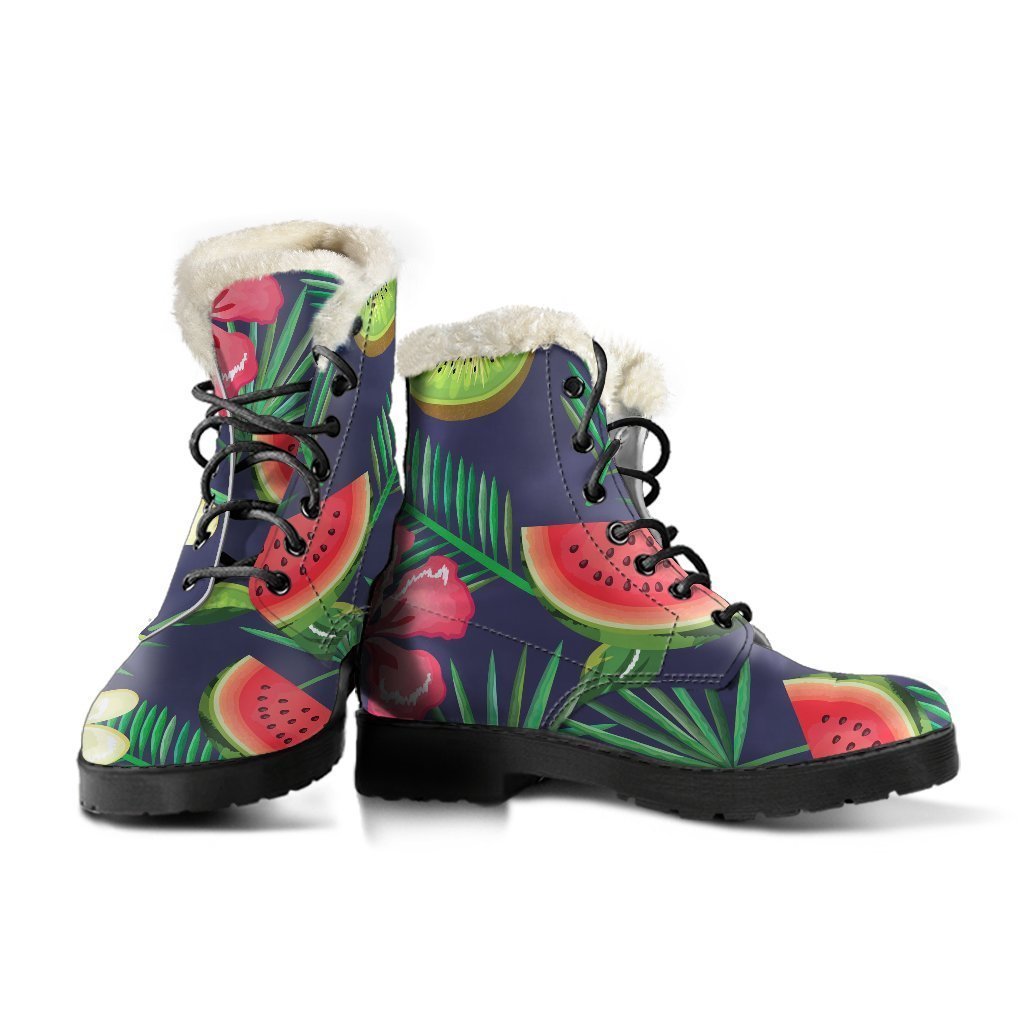 Aloha Tropical Watermelon Pattern Print Comfy Boots GearFrost