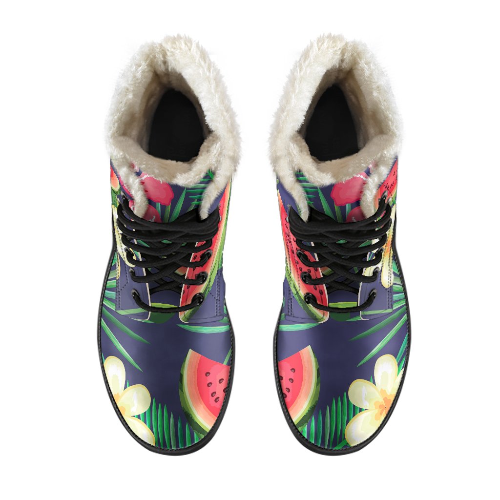 Aloha Tropical Watermelon Pattern Print Comfy Boots GearFrost