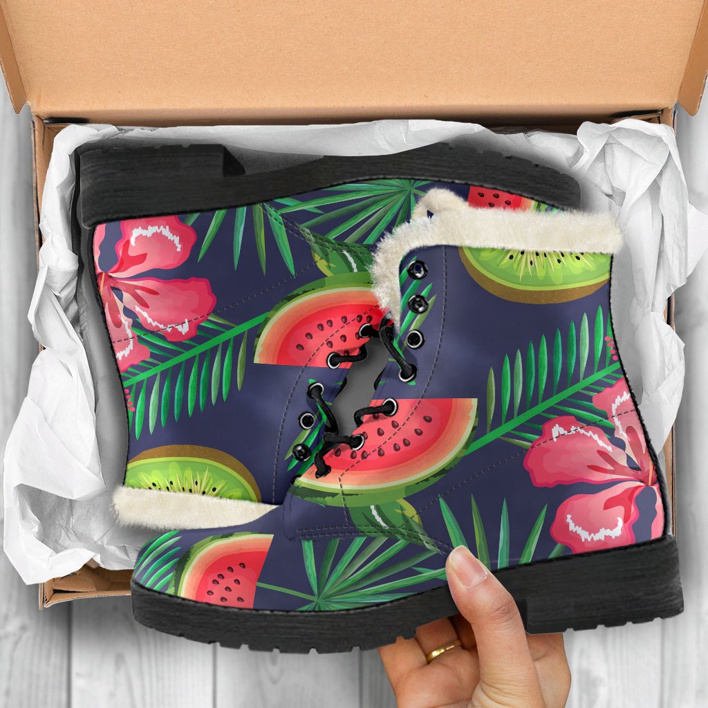 Aloha Tropical Watermelon Pattern Print Comfy Boots GearFrost