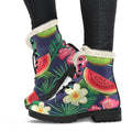 Aloha Tropical Watermelon Pattern Print Faux Fur Leather Boots