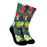 Aloha Tropical Watermelon Pattern Print Crew Socks