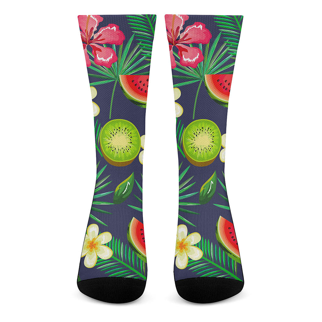 Aloha Tropical Watermelon Pattern Print Crew Socks