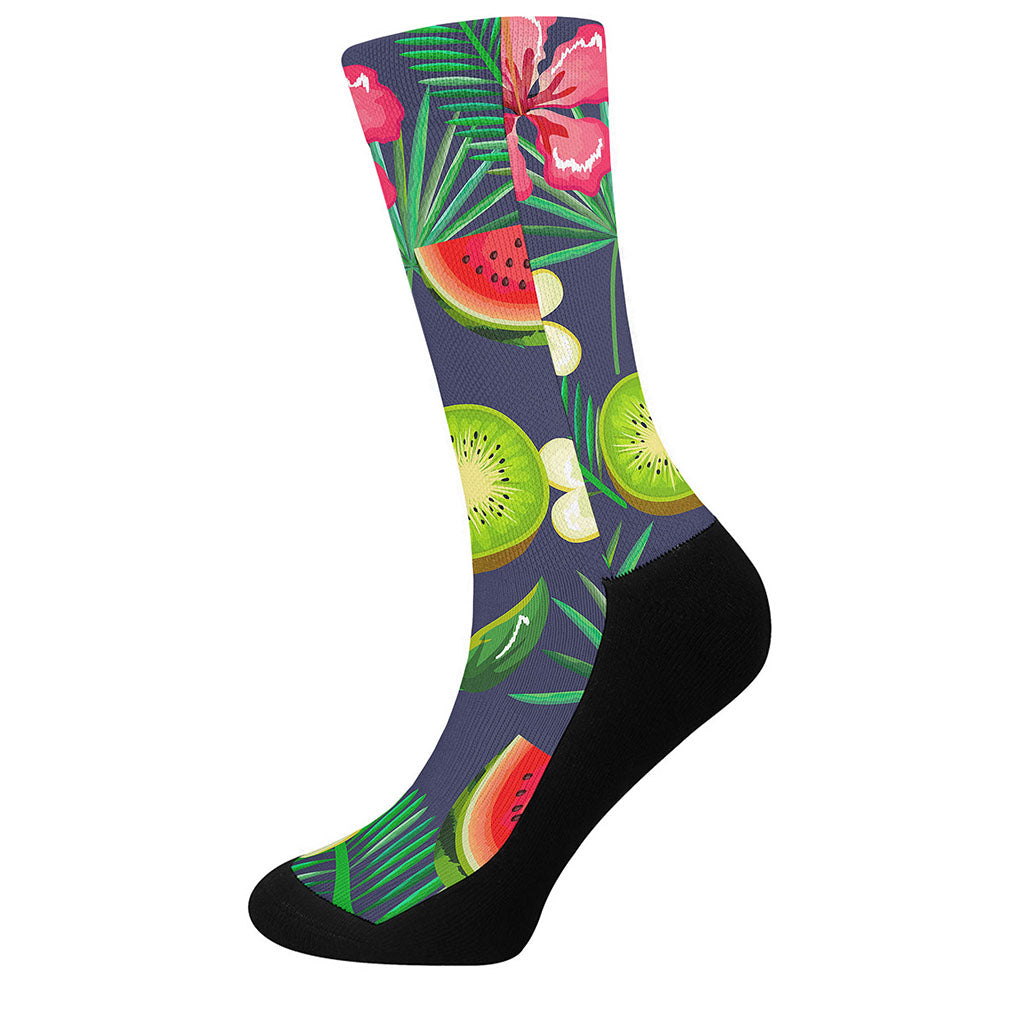 Aloha Tropical Watermelon Pattern Print Crew Socks