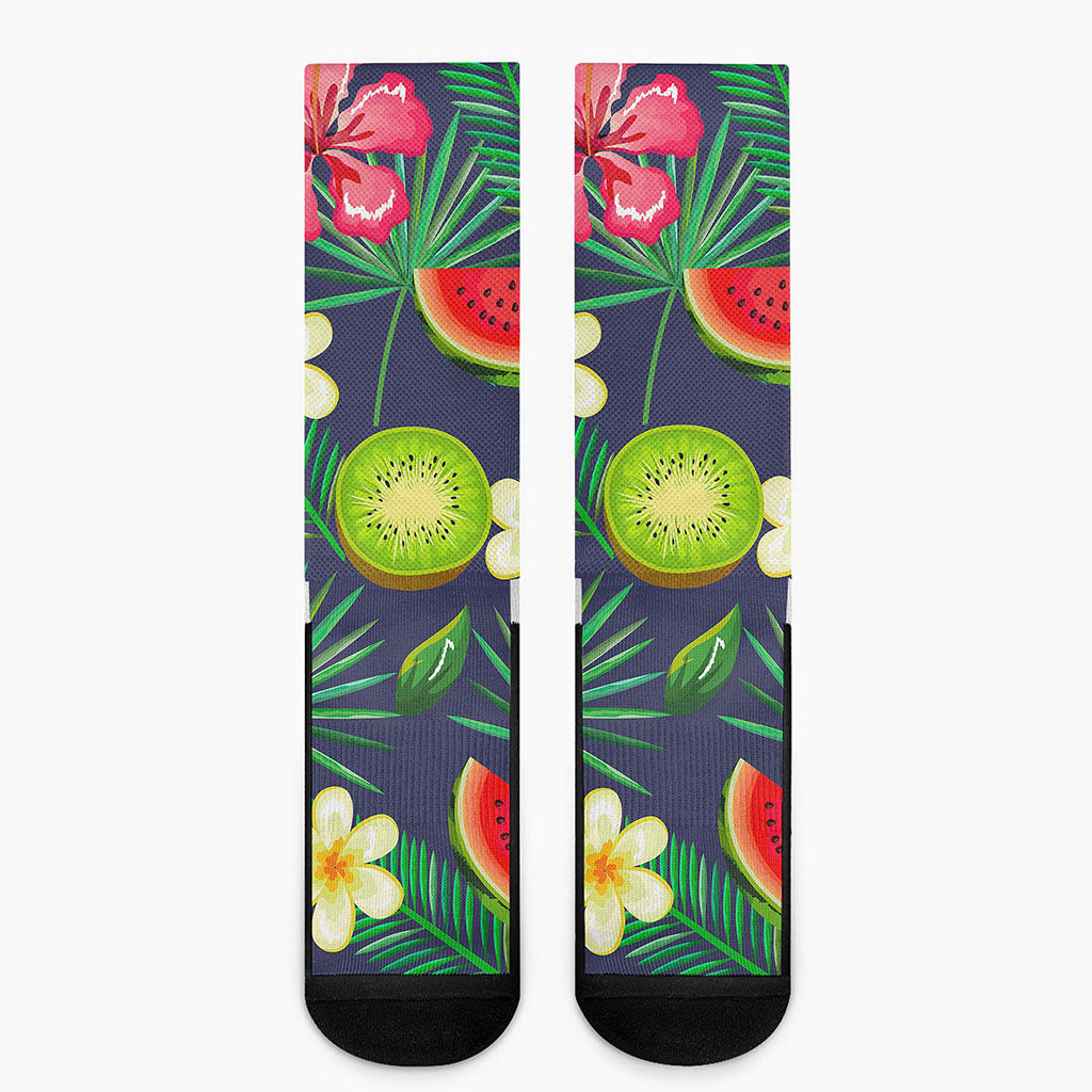 Aloha Tropical Watermelon Pattern Print Crew Socks