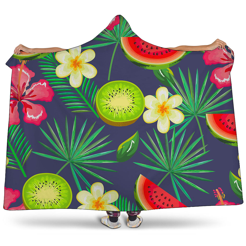 Aloha Tropical Watermelon Pattern Print Hooded Blanket