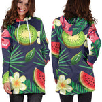 Aloha Tropical Watermelon Pattern Print Hoodie Dress GearFrost