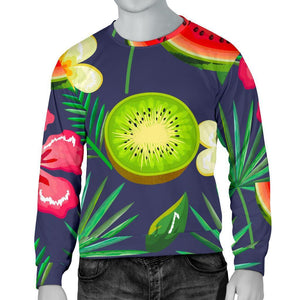 Aloha Tropical Watermelon Pattern Print Men's Crewneck Sweatshirt GearFrost