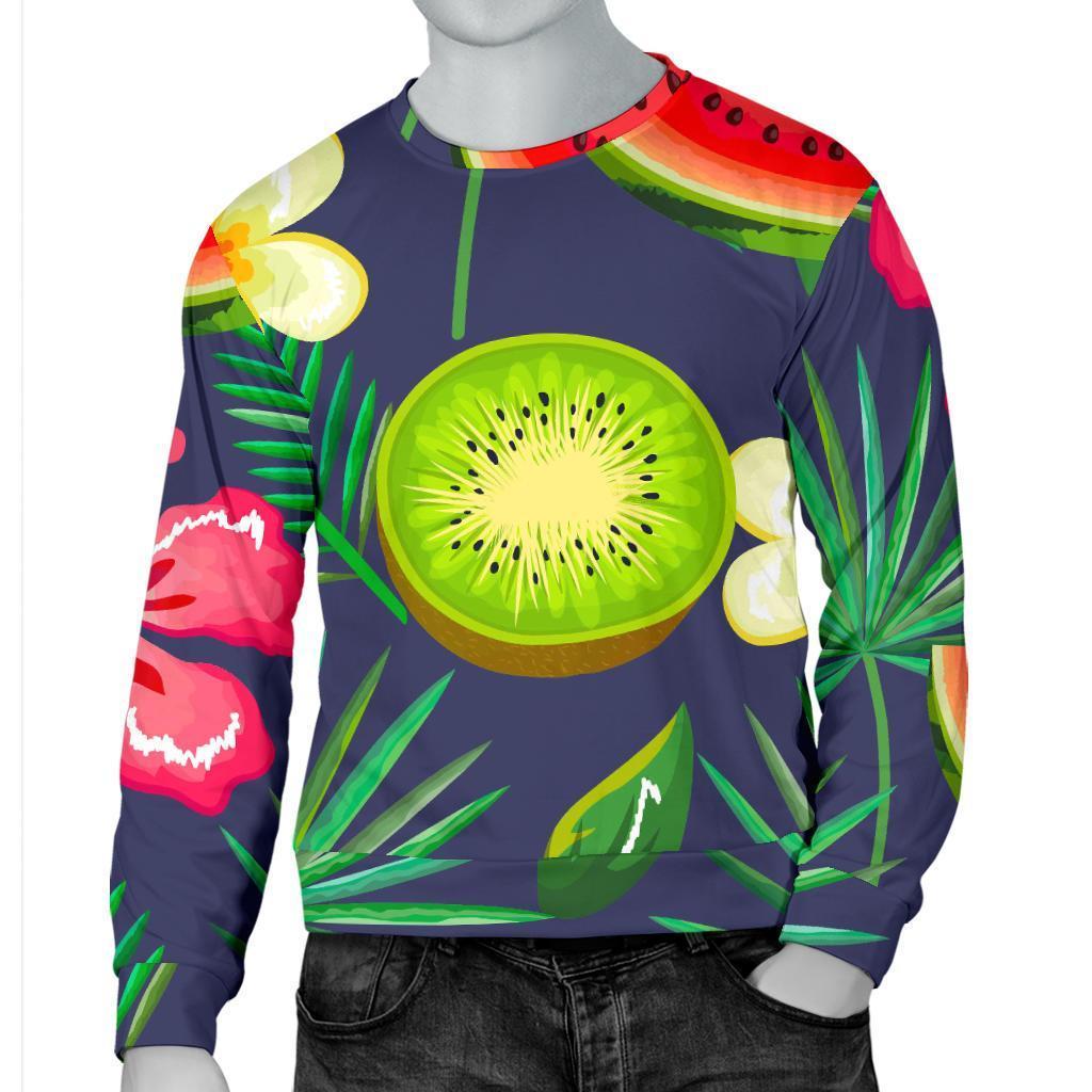 Aloha Tropical Watermelon Pattern Print Men's Crewneck Sweatshirt GearFrost