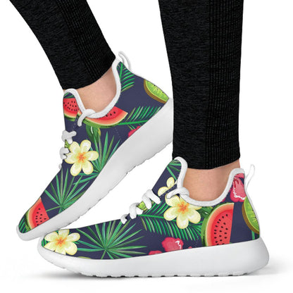 Aloha Tropical Watermelon Pattern Print Mesh Knit Shoes GearFrost