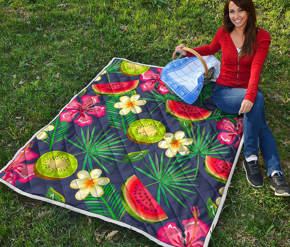 Aloha Tropical Watermelon Pattern Print Quilt