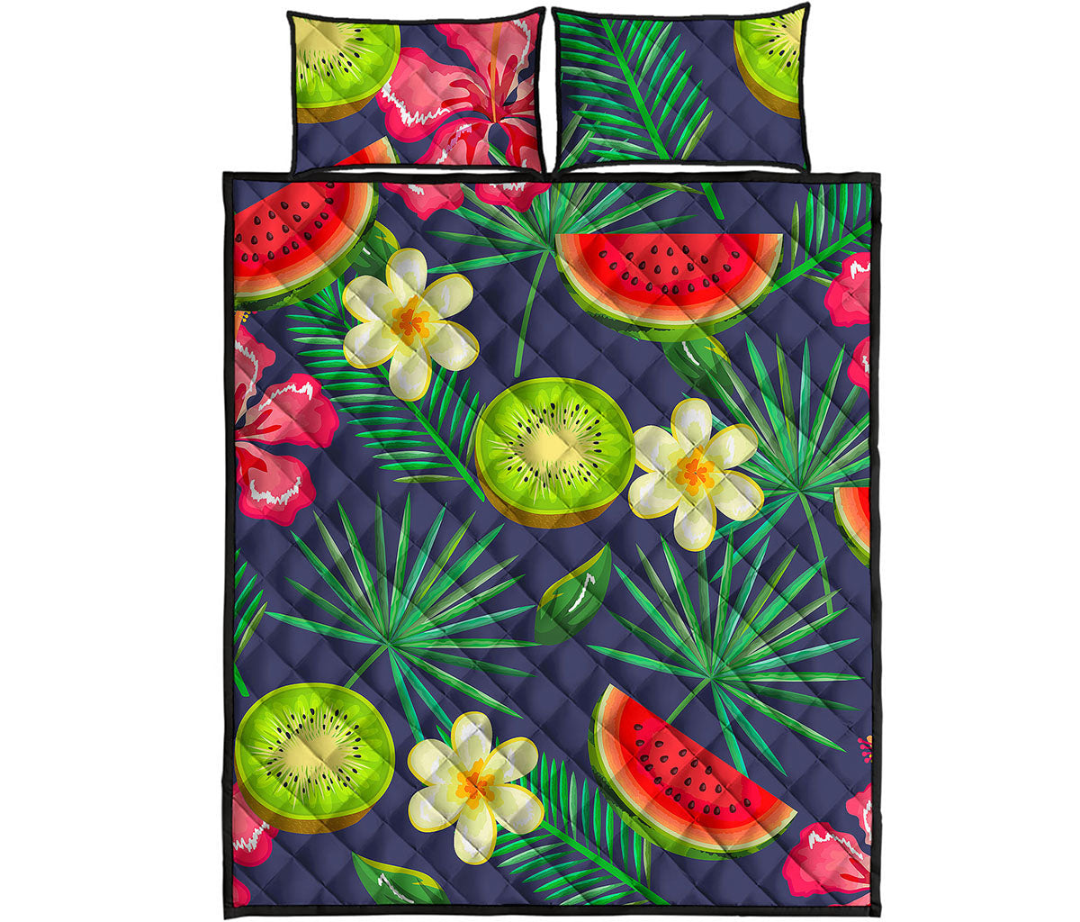 Aloha Tropical Watermelon Pattern Print Quilt Bed Set