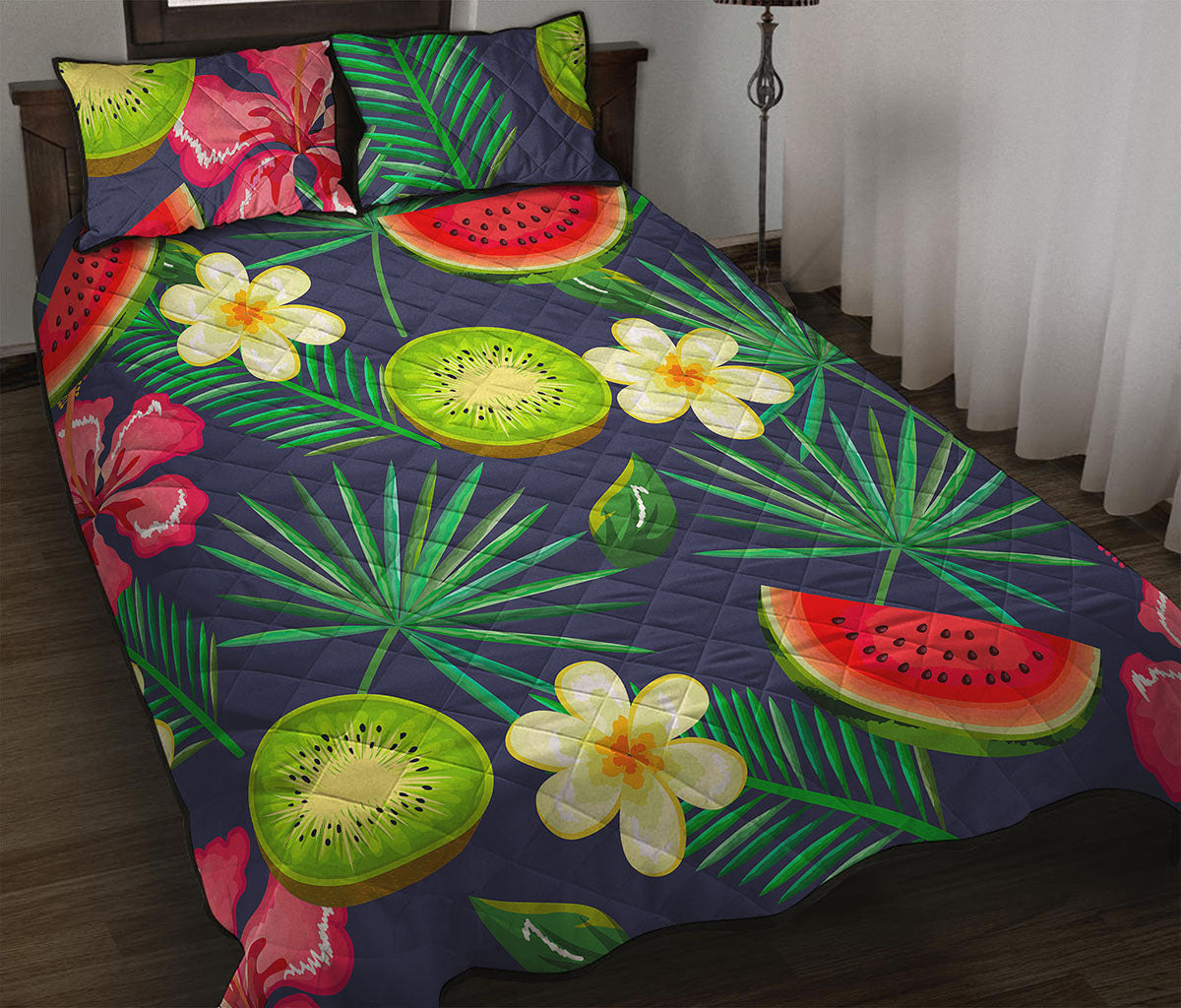 Aloha Tropical Watermelon Pattern Print Quilt Bed Set