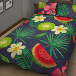 Aloha Tropical Watermelon Pattern Print Quilt Bed Set