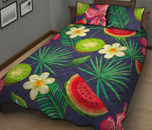 Aloha Tropical Watermelon Pattern Print Quilt Bed Set