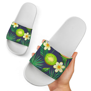 Aloha Tropical Watermelon Pattern Print White Slide Sandals