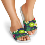 Aloha Tropical Watermelon Pattern Print White Slide Sandals