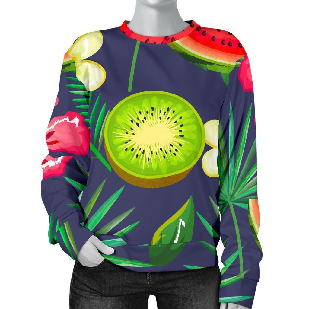 Aloha Tropical Watermelon Pattern Print Women's Crewneck Sweatshirt GearFrost