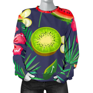 Aloha Tropical Watermelon Pattern Print Women's Crewneck Sweatshirt GearFrost