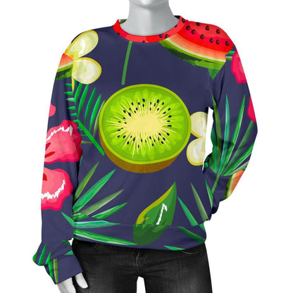 Aloha Tropical Watermelon Pattern Print Women's Crewneck Sweatshirt GearFrost