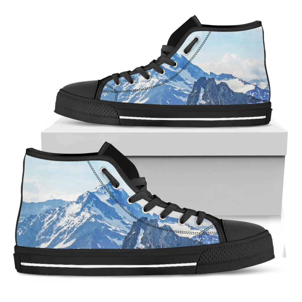 Alps Mountain Print Black High Top Shoes