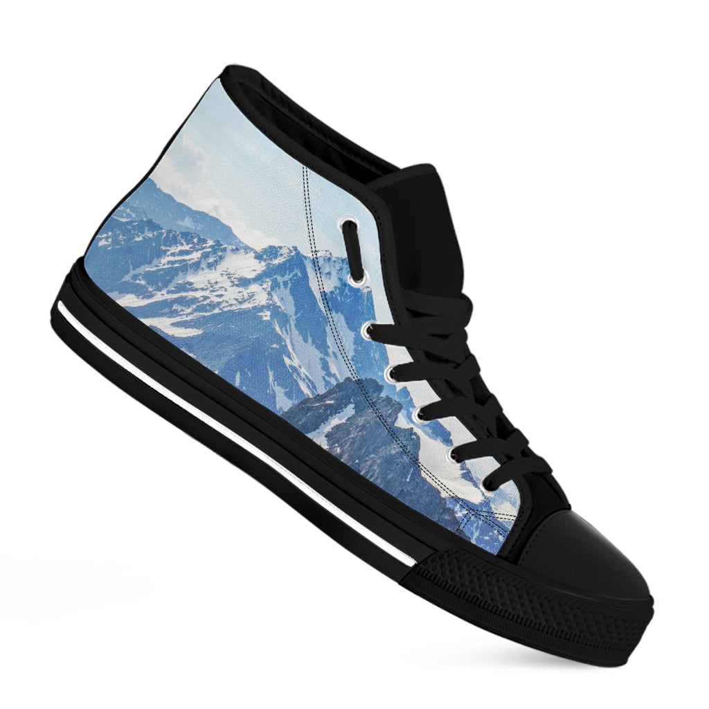Alps Mountain Print Black High Top Shoes