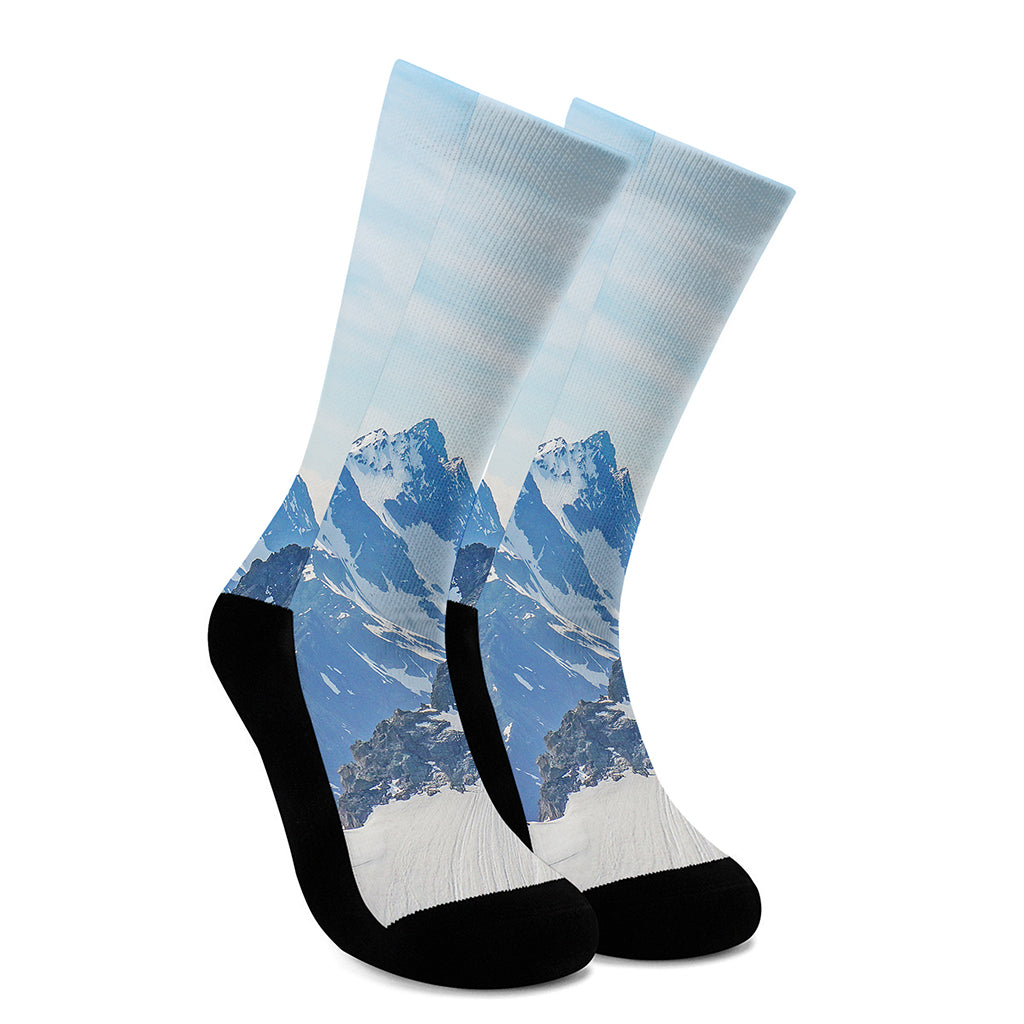 Alps Mountain Print Crew Socks