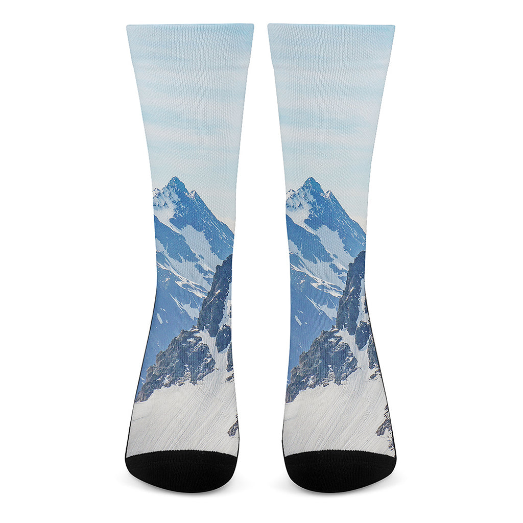 Alps Mountain Print Crew Socks