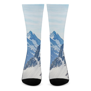 Alps Mountain Print Crew Socks