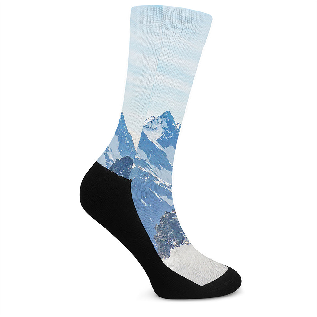 Alps Mountain Print Crew Socks