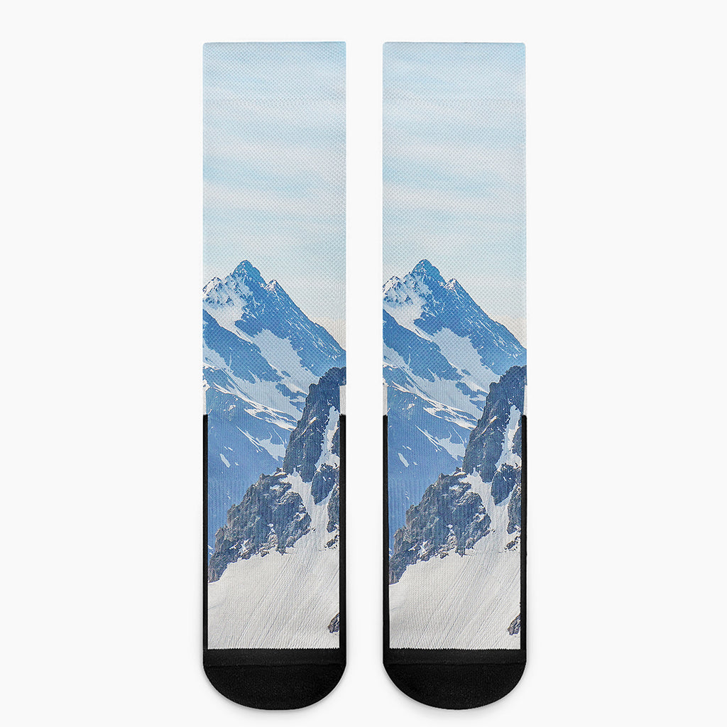 Alps Mountain Print Crew Socks