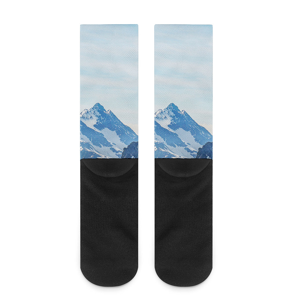 Alps Mountain Print Crew Socks