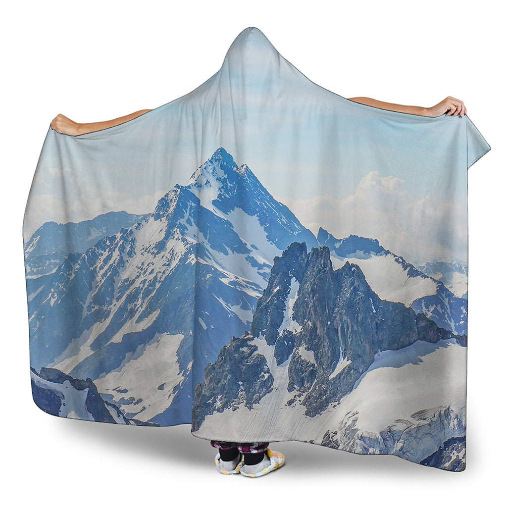 Alps Mountain Print Hooded Blanket