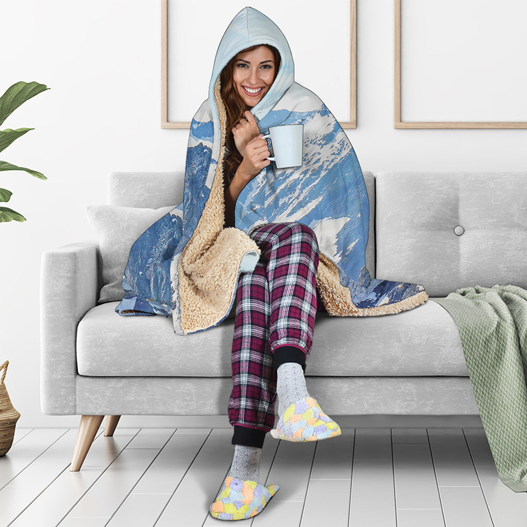 Alps Mountain Print Hooded Blanket