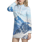 Alps Mountain Print Hoodie Dress