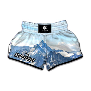 Alps Mountain Print Muay Thai Boxing Shorts