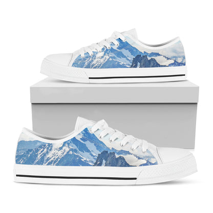 Alps Mountain Print White Low Top Shoes