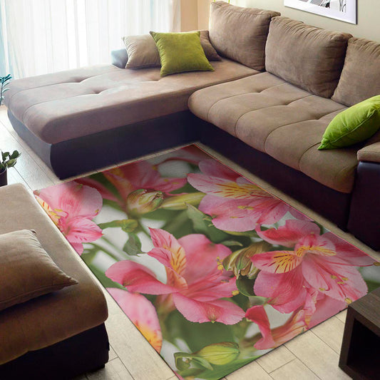 Alstroemeria Flower Print Area Rug