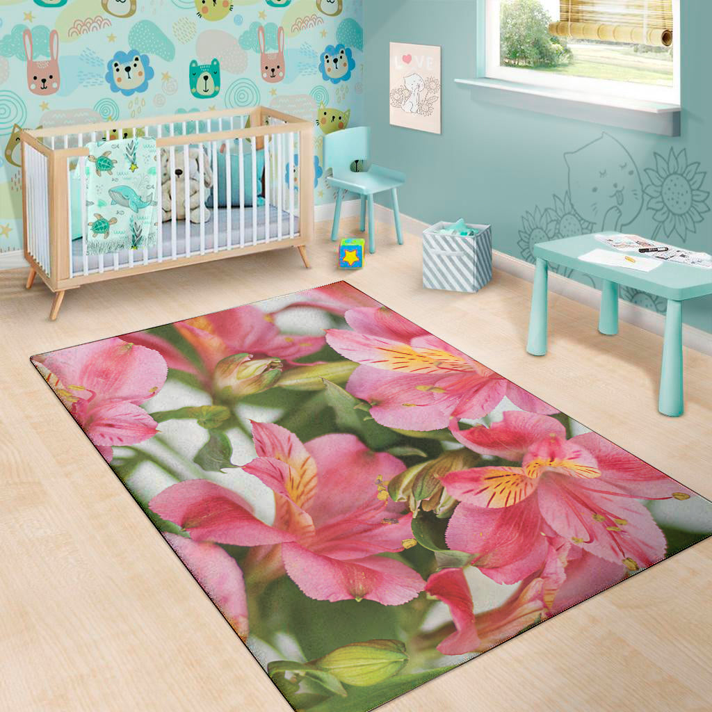 Alstroemeria Flower Print Area Rug