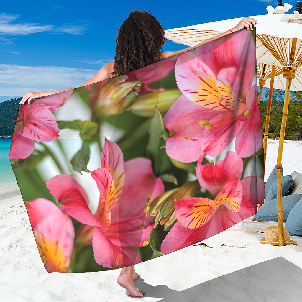Alstroemeria Flower Print Beach Sarong Wrap