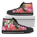 Alstroemeria Flower Print Black High Top Sneakers