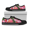 Alstroemeria Flower Print Black Low Top Sneakers