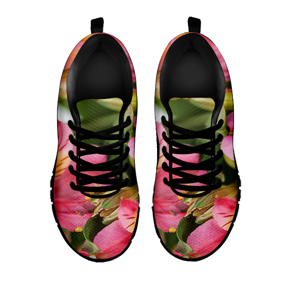 Alstroemeria Flower Print Black Sneakers